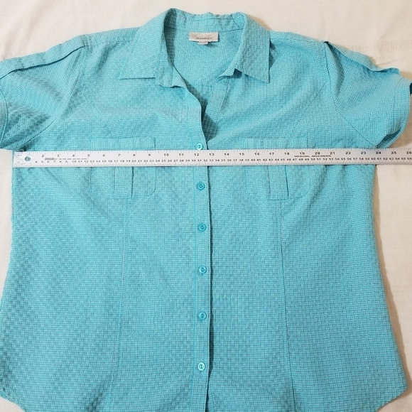 Dressbarn button down aqua size 1x shirt - Picture 10 of 11